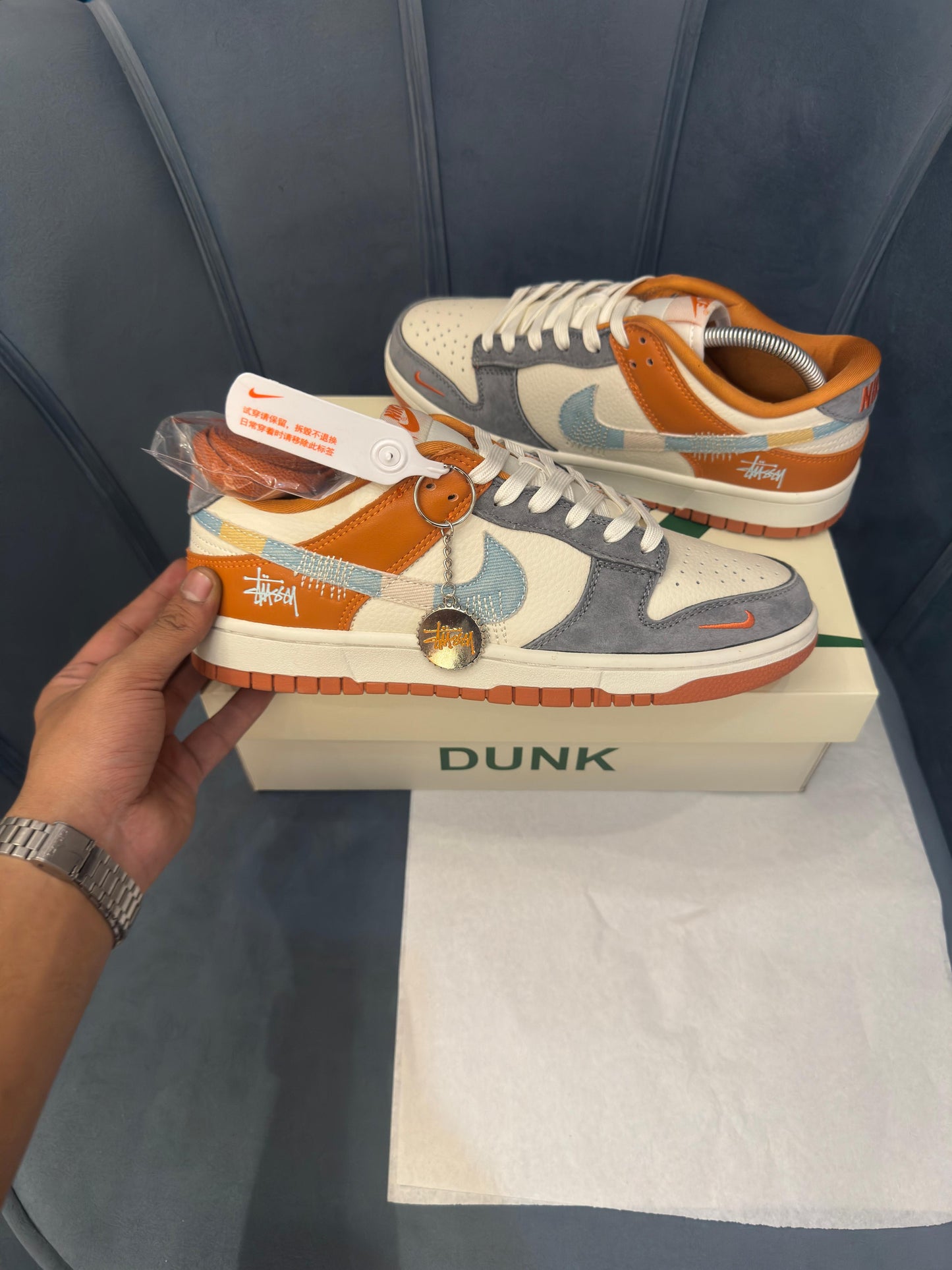 NIKE ''SB DUNK STUSSY GREY ORANGE''
