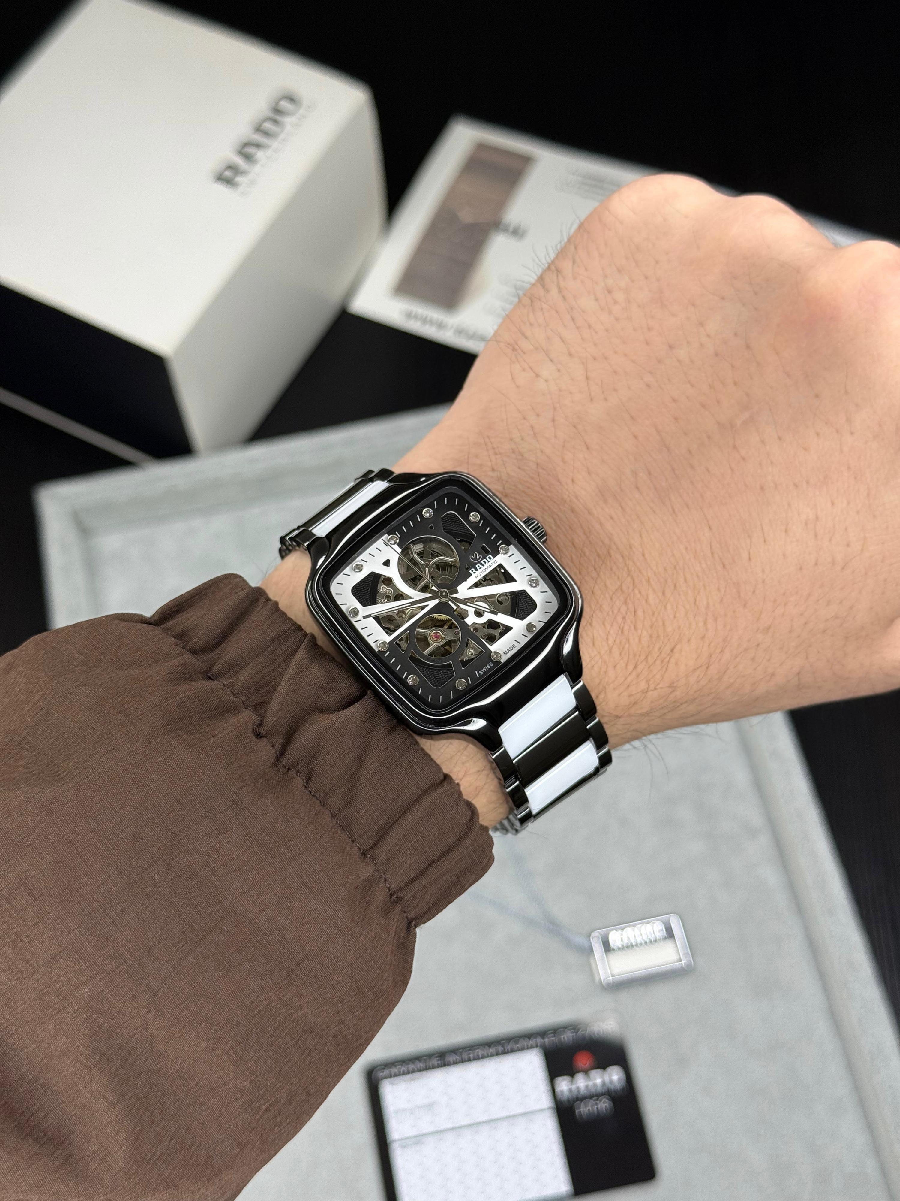 RADO TRUE SQUARE AUTOMATIC OPEN HEART DIAMONDS WITH FULL CERAMI